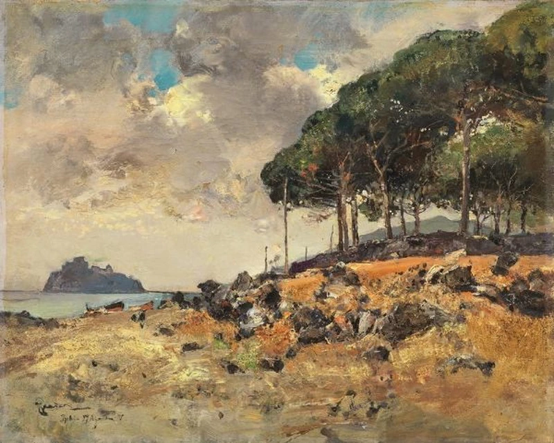 La pineta e il castello di Ischia